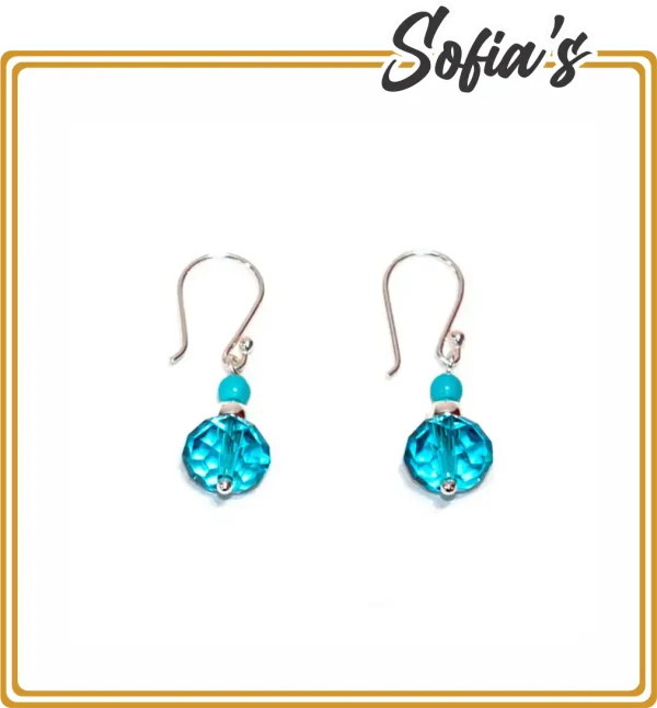 Earrings with turquoise crystals