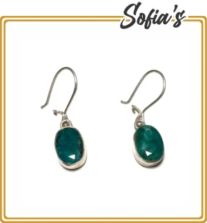 Earrings with natural emerald stones