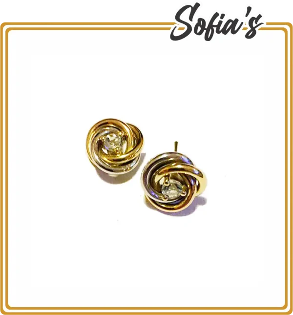 18k gold earrings with natural stone and white gold