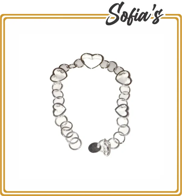 Silver bracelet 9.25 heart pattern