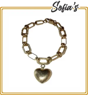 Bracelet in laminated gold and zirconia heart