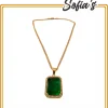 Steel and gold chain with rhinestone stone pendant