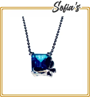 Silver chain with blue stone pendant