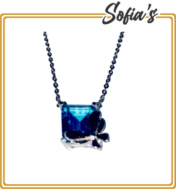 Silver chain with blue stone pendant