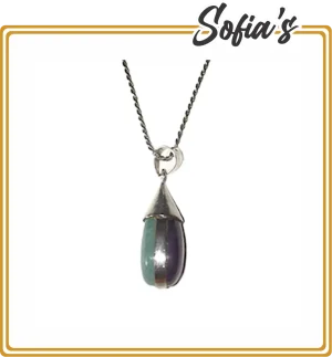 Silver chain with natural amethyst stone pendant