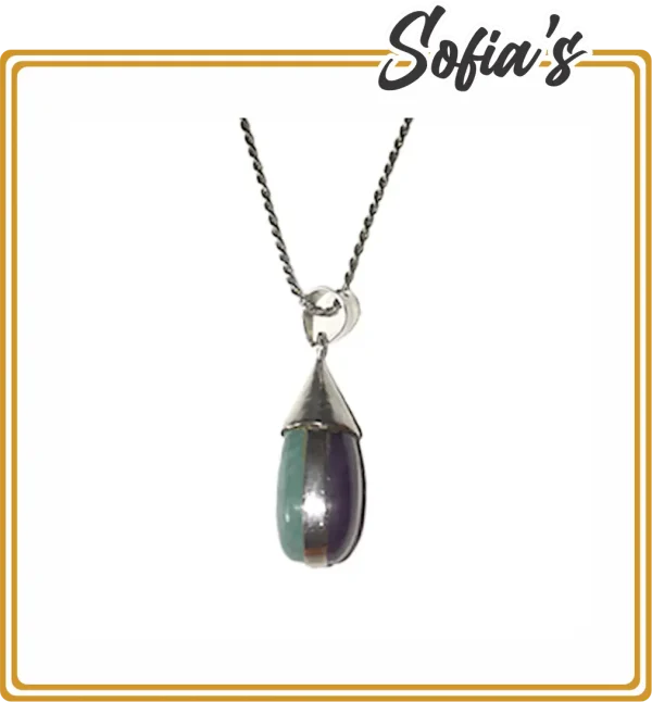 Silver chain with natural amethyst stone pendant