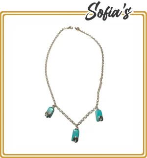 Silver chain and turquoise stones