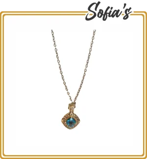 Chain and pendant with blue topaz stone