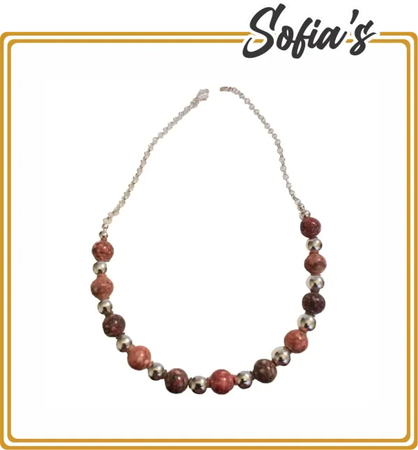 Necklace with pink stones