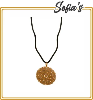 Thin round pendant plated gold 14 carats