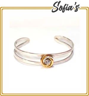 Wrist in silver and gold and zircon stone