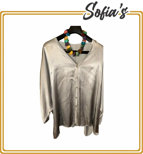 Satin Blouse in Viscose and Rayon - Made in Italy