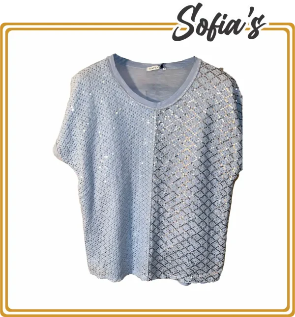 Blouse in Gold and Silver Sequins - Cotton