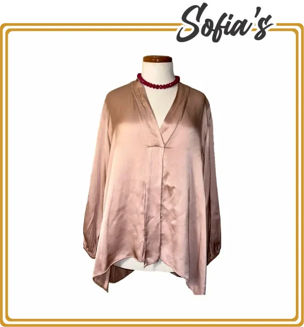 Loose Blouse in Satin Viscose Fabric French Brand, Made in Italy