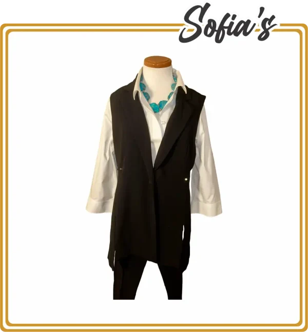 Vest with Black Button - Anne NY Brand