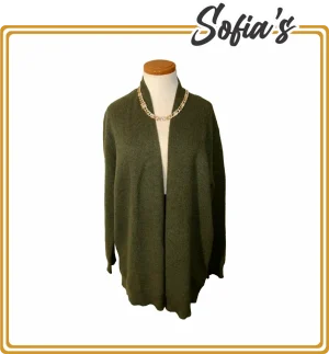 Long Open Green Sweater - Knitted in Cashmere