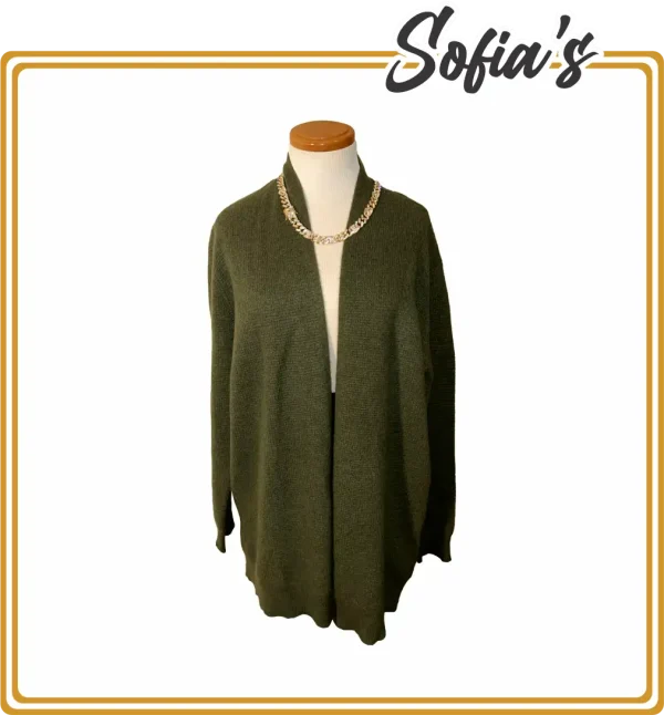 Long Open Green Sweater - Knitted in Cashmere