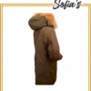 Green padded coat with hood and natural fur 2