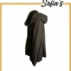 Black natural fox fur hooded jacket