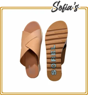 High platform sandals in natural leather by Sorel