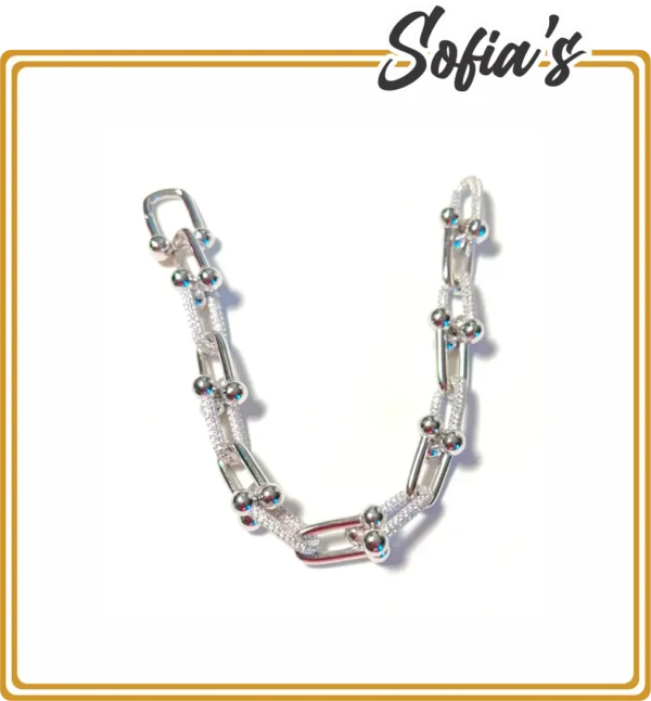 Thick link bracelet in 925 silver