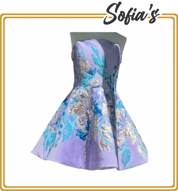 Strapless Dress in Embroidered Fabric