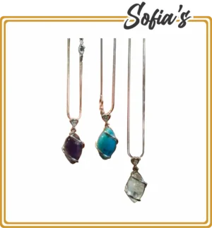 Silver Chains and Natural Stone Charms
