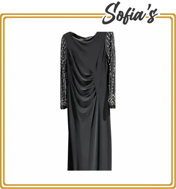Long Stretch Dress with Stones and Pearls