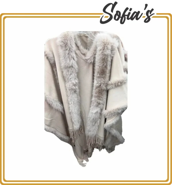 Synthetic Cape with Faux Fur