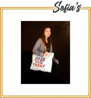 Extra Large Bag in Cotton Fabric and Synthetic Handle