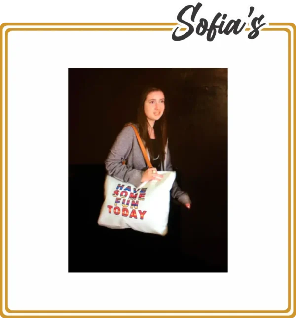 Extra Large Bag in Cotton Fabric and Synthetic Handle